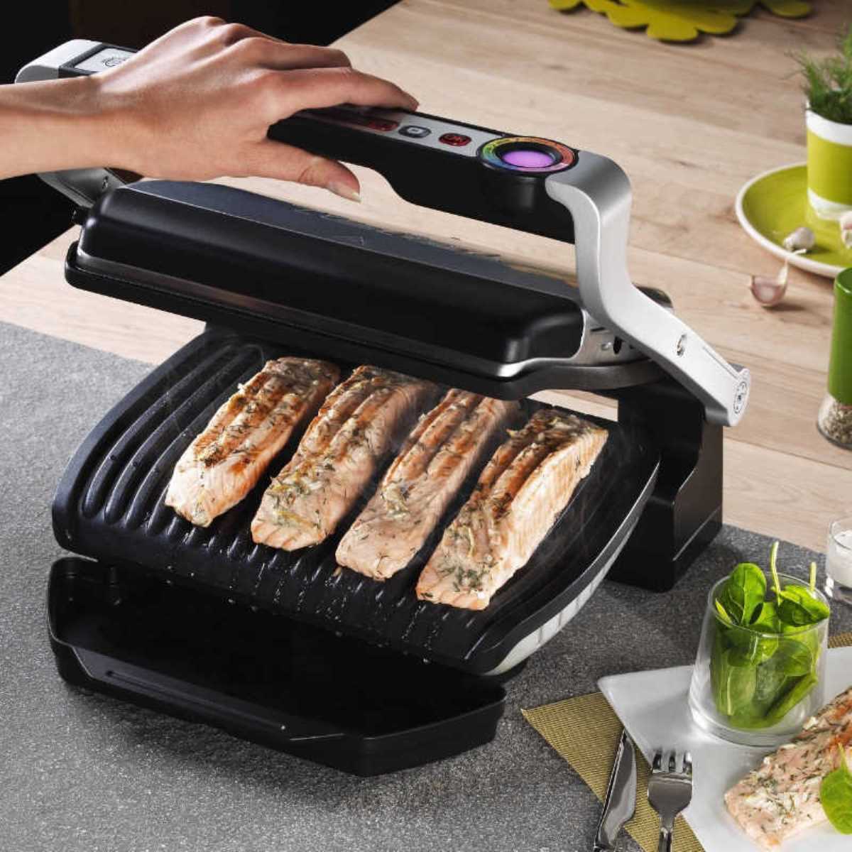 Recondicionado - Grade B - Grelhador de Placas Tefal Optigrill GC712D12 de 2000 W com 6 Programas de Culinária - Prateado Prateado-4
