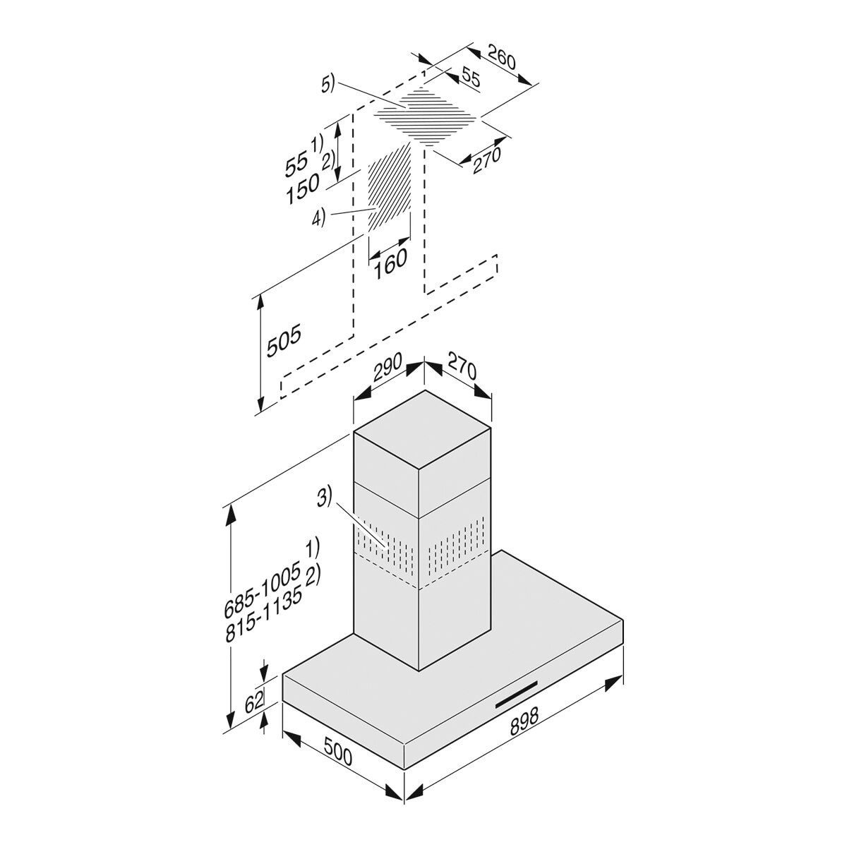 Recondicionado - Grade B - Exaustor de Parede Miele PUR 98 W EDST com 4 Velocidades e de 90 cm - Aço Inox Inox-2