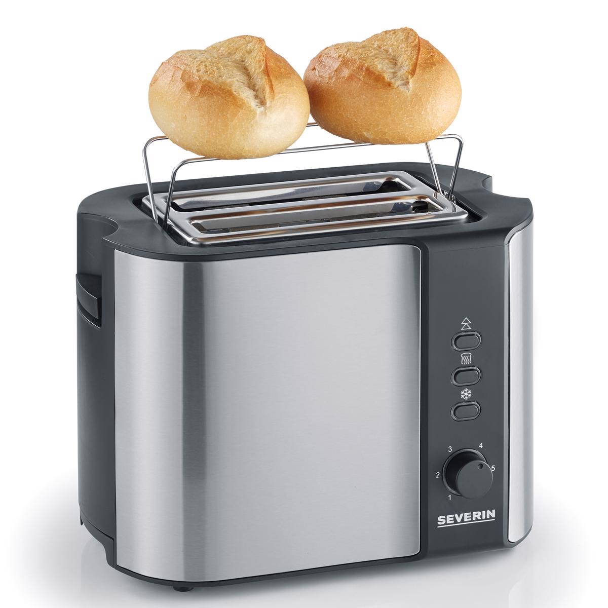 Recondicionado - Grade A - Torradeira Severin AT2589 de 800 W com 2 Fendas Curtas - Aço Inoxidável Escovado Preto Inox/Preto-2