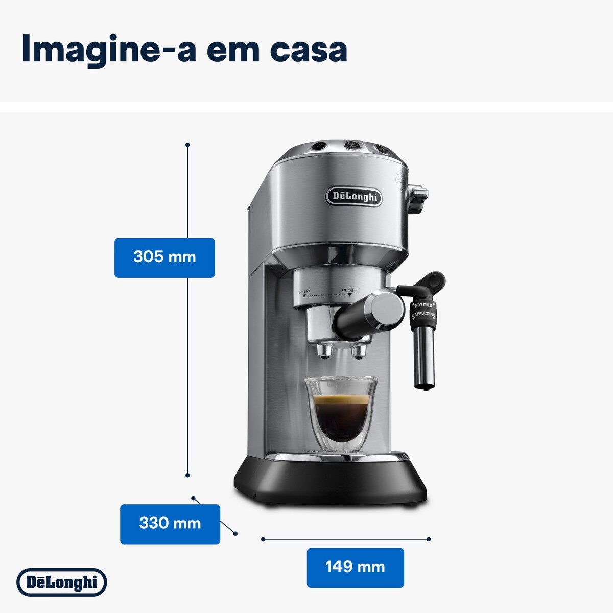 Recondicionado - Grade A - Máquina de Café Expresso Manual De'Longhi Dedica Style EC685.M de 1300 W e de 15 bar - Café Moído e Pastilhas - Prata Prata-6