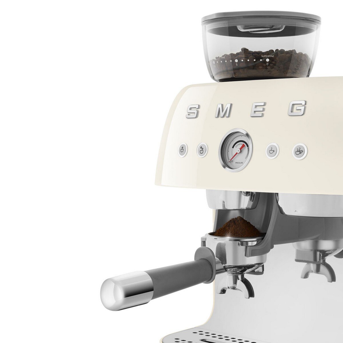 Recondicionado - Grade A - Máquina de Café Expresso Manual Smeg Anni 50, com Moinho, de 1350 W e de 15 bar Creme-5