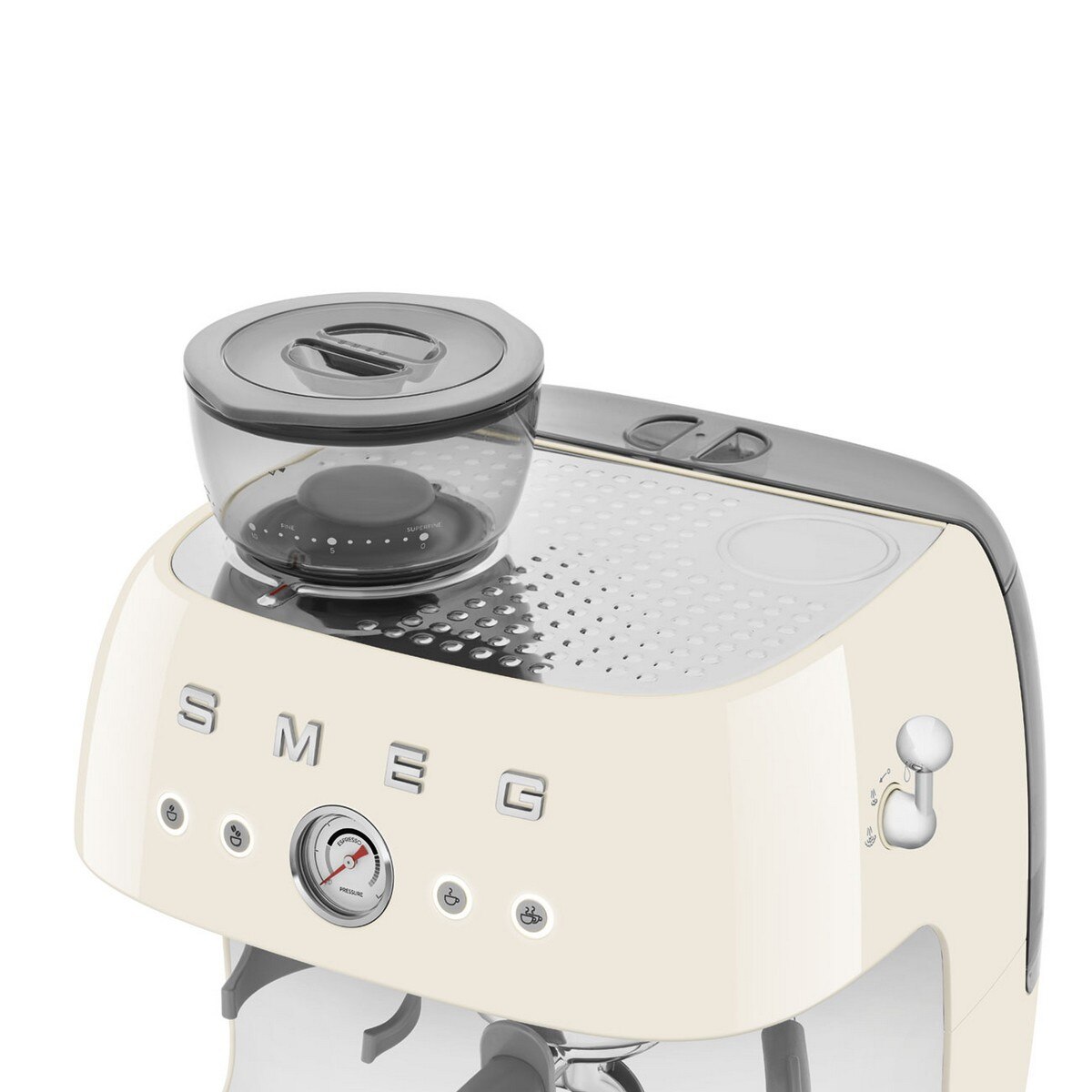 Recondicionado - Grade A - Máquina de Café Expresso Manual Smeg Anni 50, com Moinho, de 1350 W e de 15 bar Creme-6