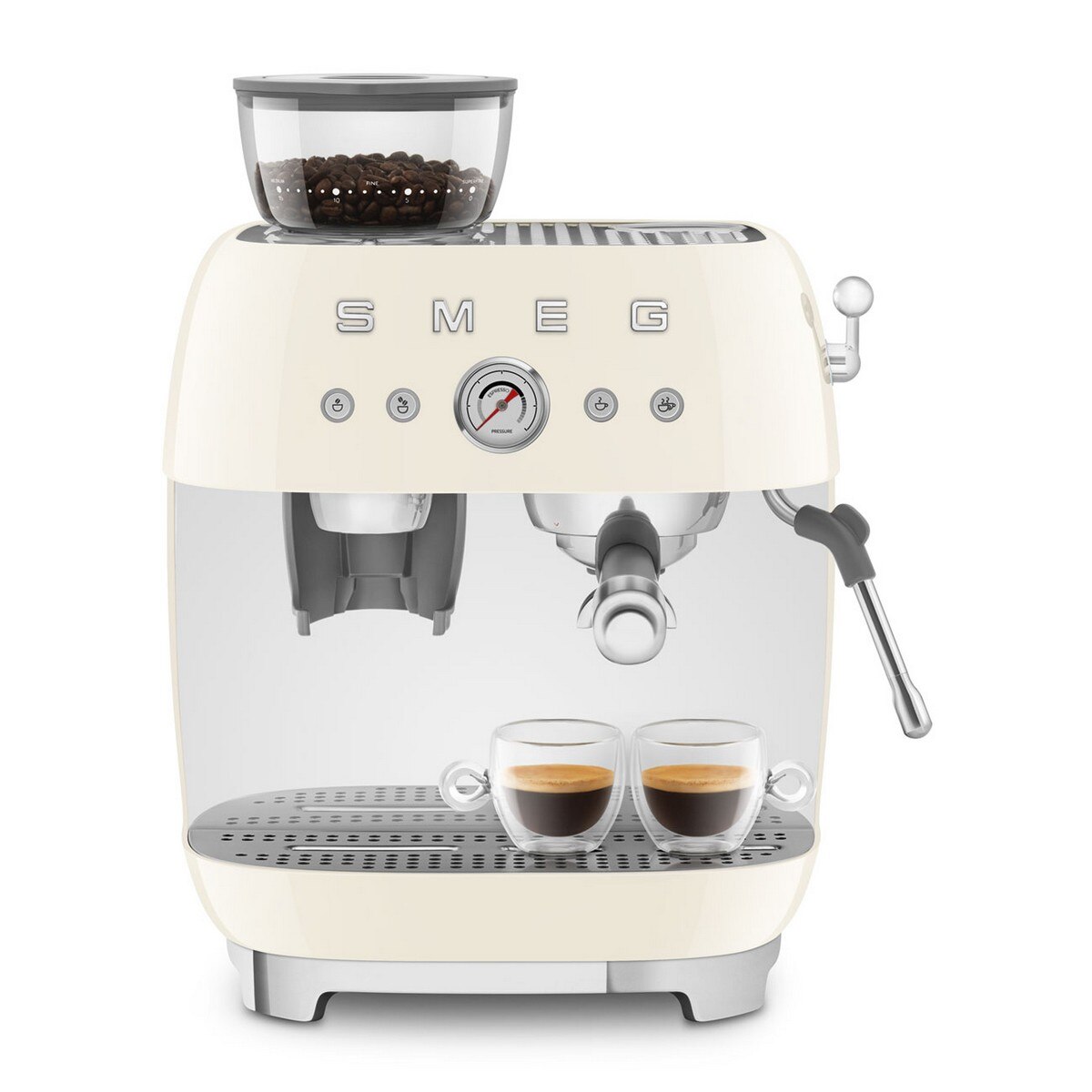 Recondicionado - Grade A - Máquina de Café Expresso Manual Smeg Anni 50, com Moinho, de 1350 W e de 15 bar Creme-7