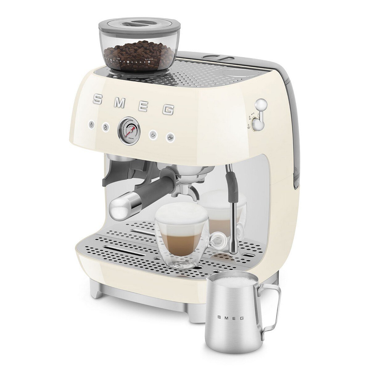 Recondicionado - Grade A - Máquina de Café Expresso Manual Smeg Anni 50, com Moinho, de 1350 W e de 15 bar Creme-8