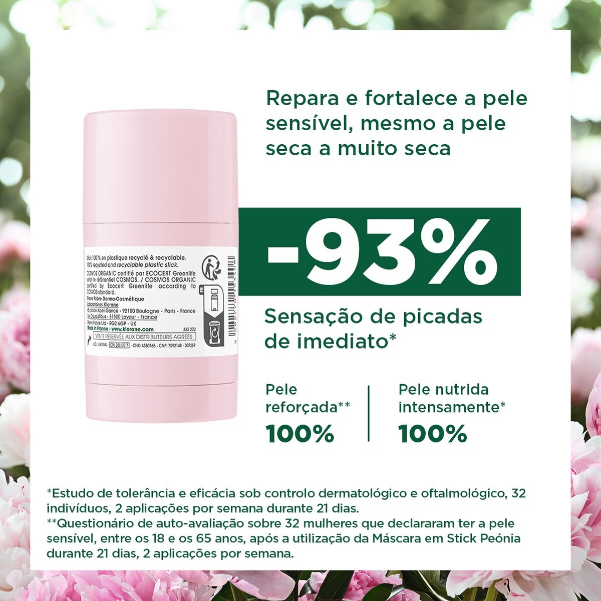 Máscara em Stick com Peónia BIO - 25 g 2