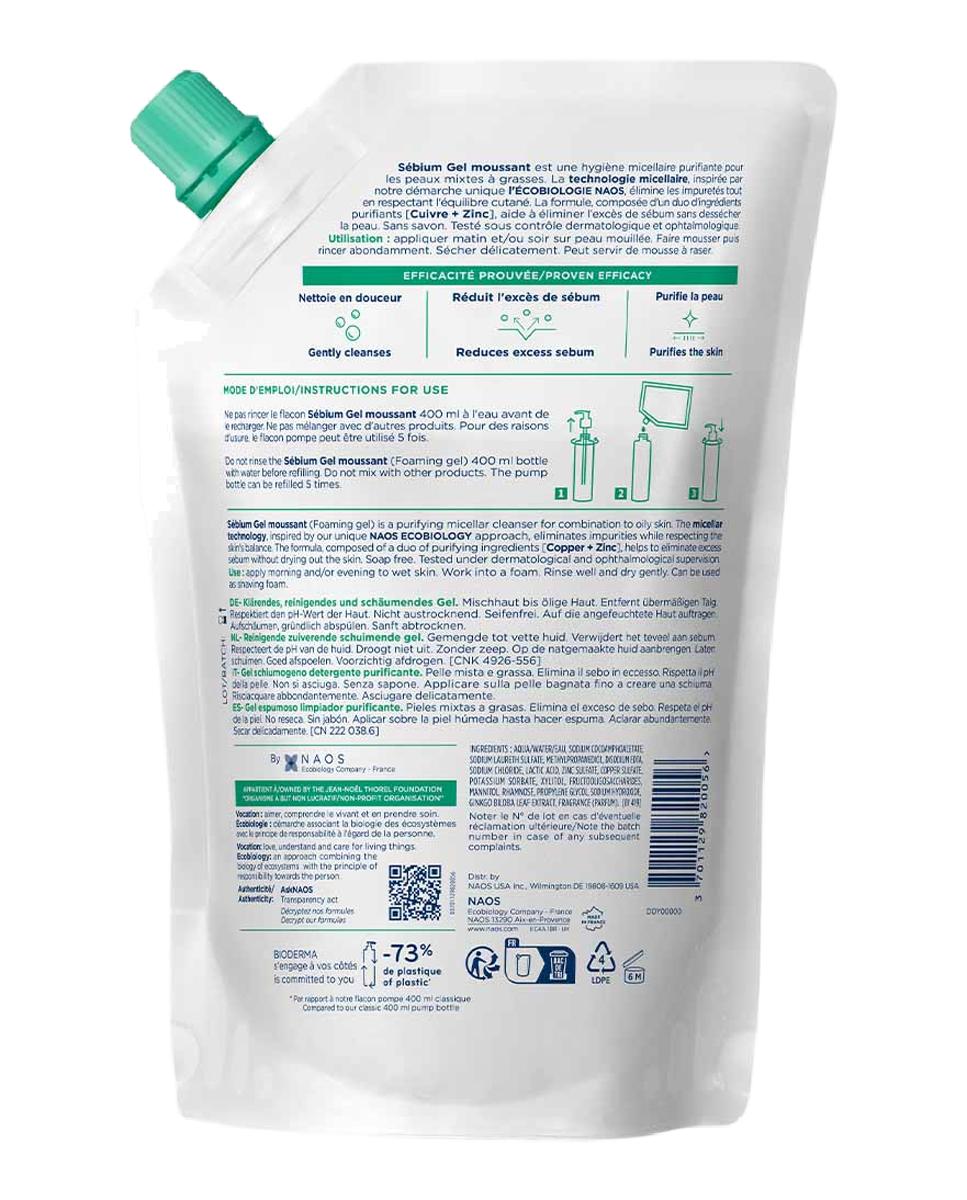 Recarga Sébium Gel Moussant Eco-Refill 400 ml 2