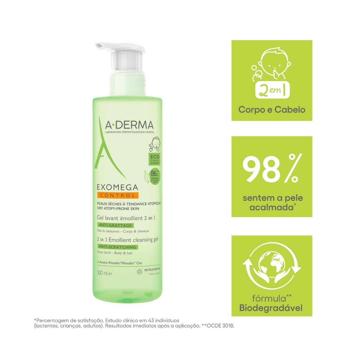 Gel Corpo e Cabelo Exomega Control - 500 ml 3