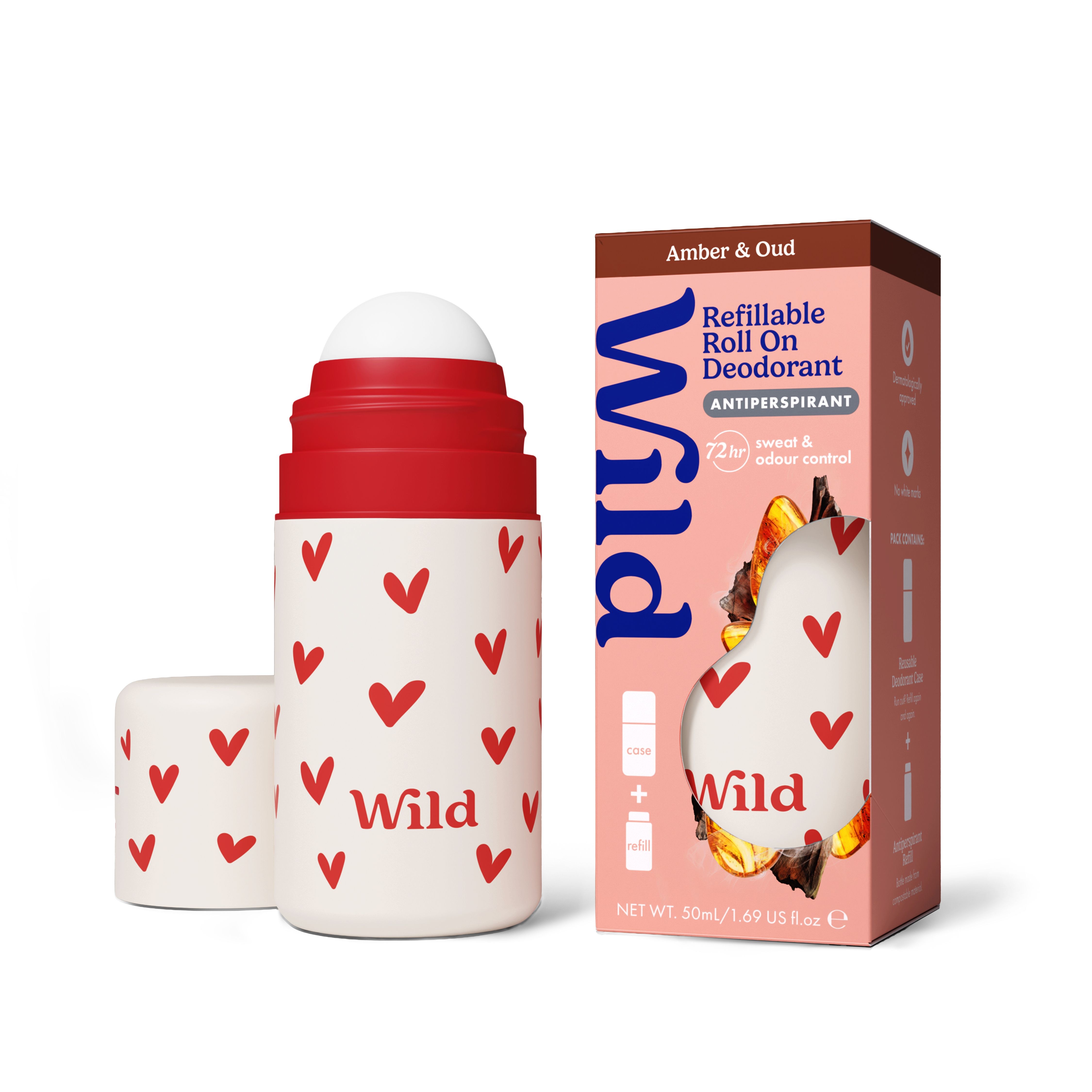 Imagem 0 de Desodorizante Natural Roll-On AT Caixa e Recarga Corações Âmbar e Ágar