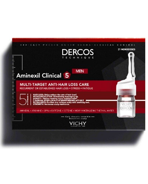 Ampolas Aminexil Clinical 5 Dercos 21x6ml Vichy Homme 1