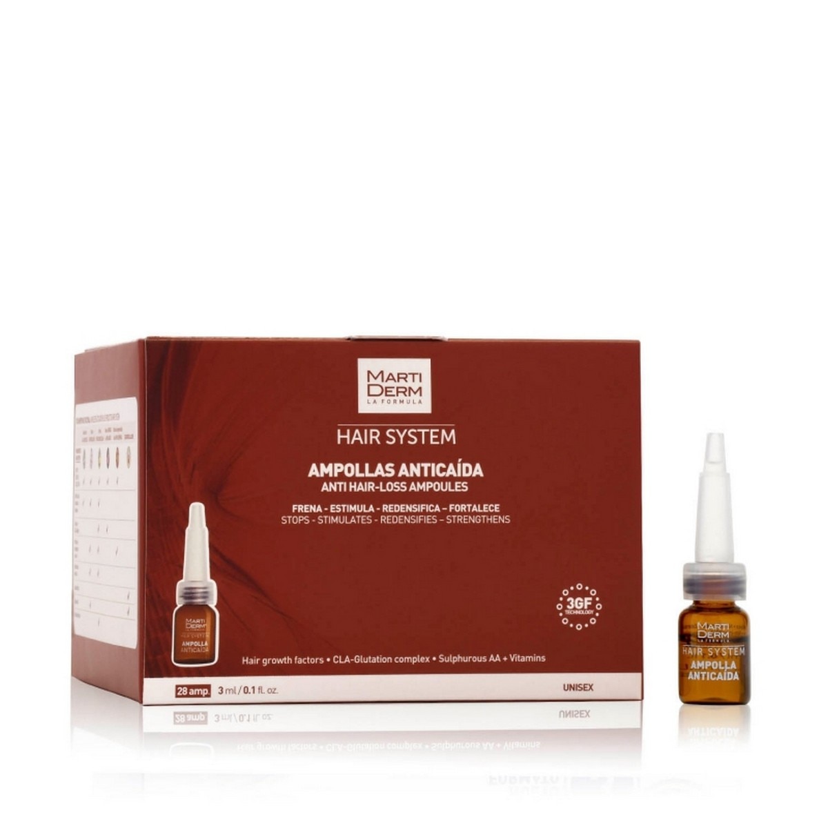 28 ampolas anti-queda Hair System Martiderm 1