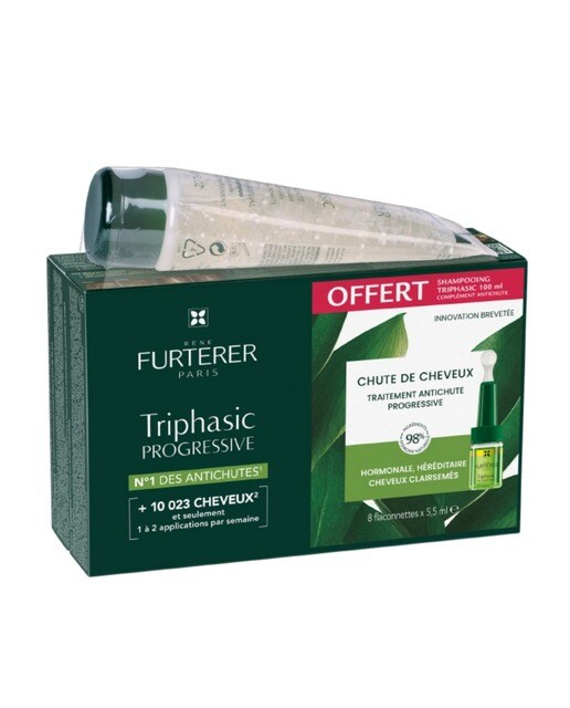 Triphasic Progressive 8 Ampolas x 5,5 ml + Champô Antiqueda 100 ml 1