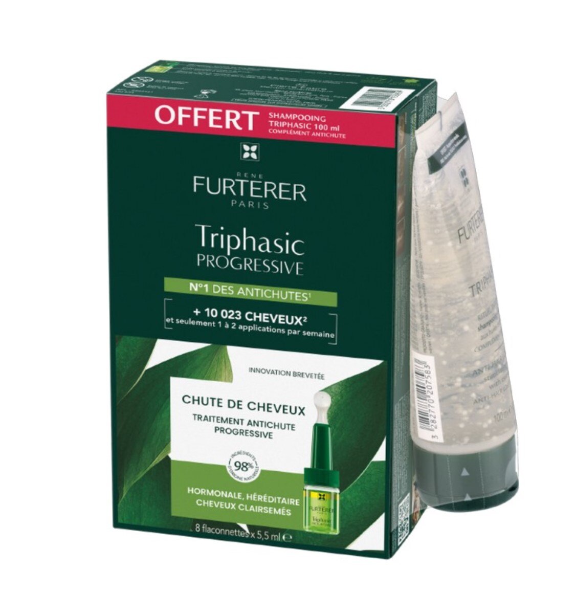 Triphasic Progressive 8 Ampolas x 5,5 ml + Champô Antiqueda 100 ml 2