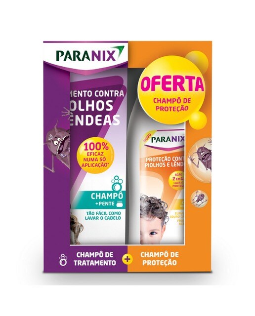 Imagem 0 de Kit Champô Tratamento + Champô Proteção Piolho/Lêndeas + Pente 2x200ml Paranix