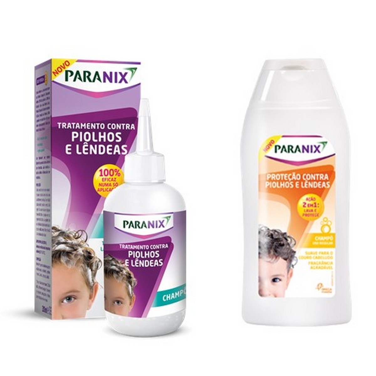 Kit Champô Tratamento + Champô Proteção Piolho/Lêndeas + Pente 2x200ml Paranix 2