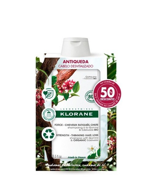 Duo Champô Quinina Bio 50% 2ª Embalagem 2X400ml Klorane 1
