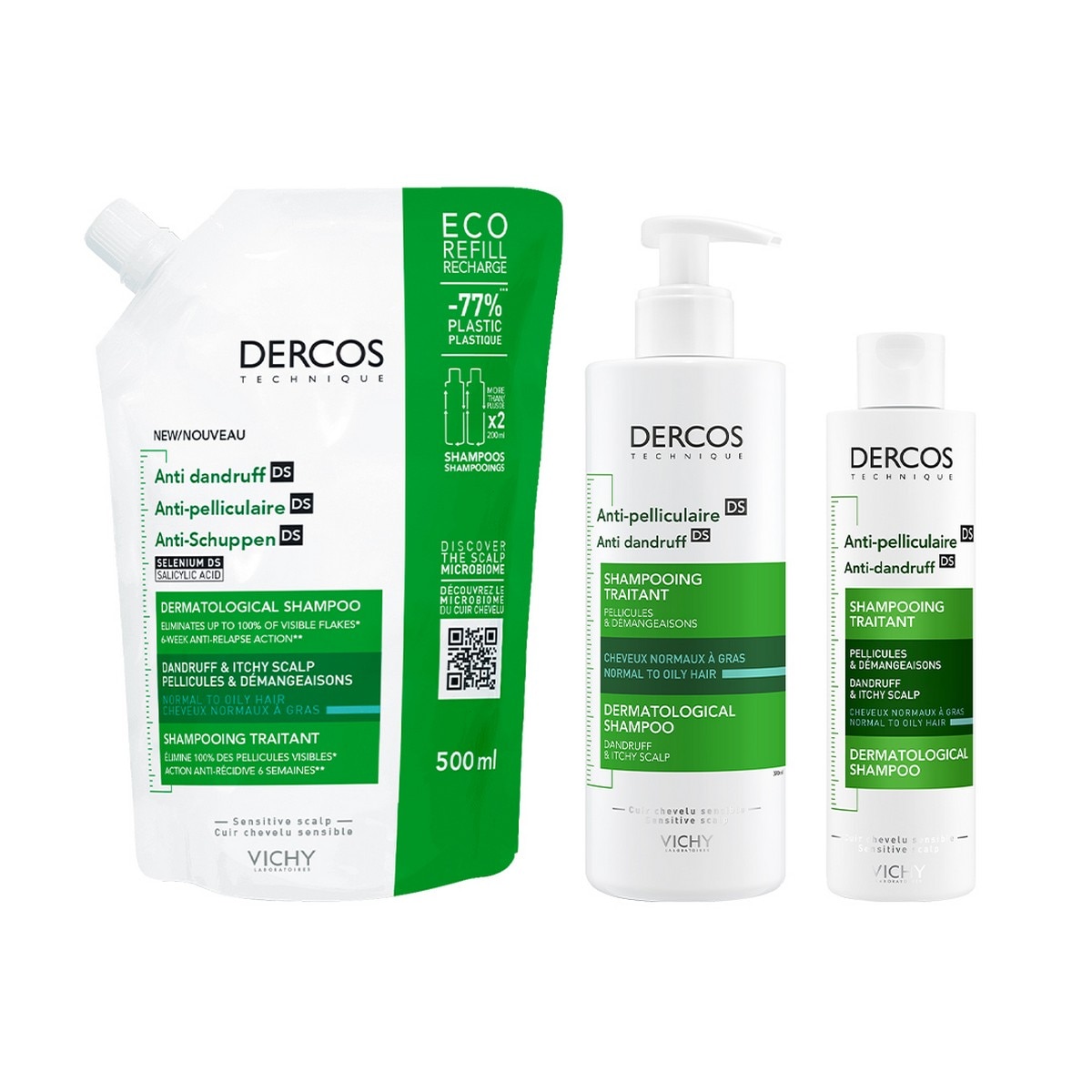 Recarga Ecorefill Champô Anticaspa DS Cabelo Normal a Oleoso Vichy Dercos - 500 ml 4