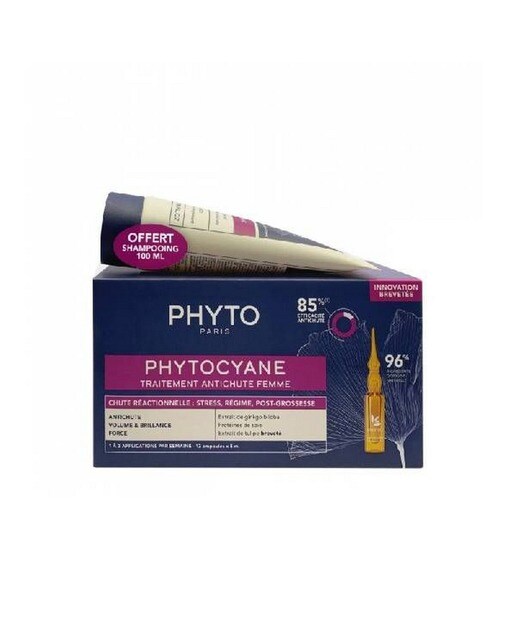 Kit Phytocyane Ampolas Mulher Queda Reacional + Champô 1