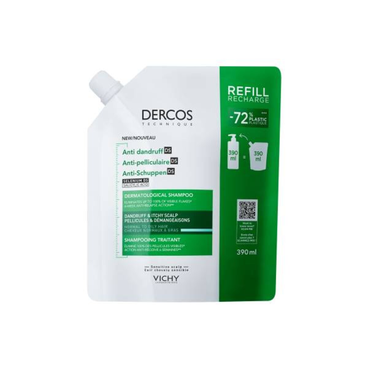 Refill Shampoo Anticaspa Dercos para Cabelos Normais e Oleosos 1