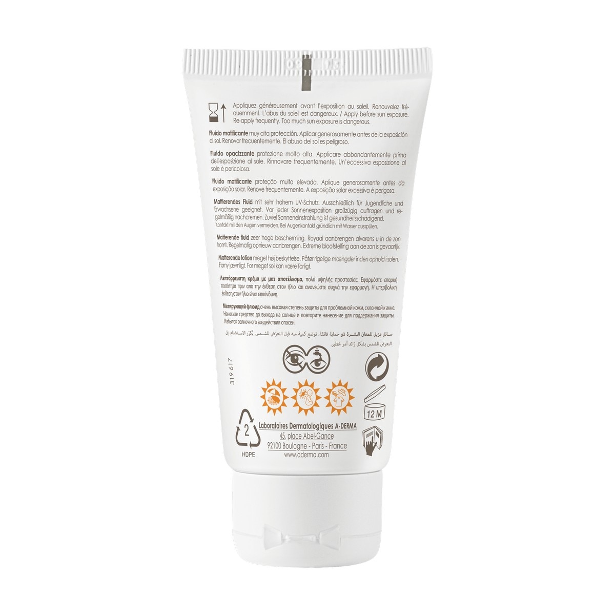 Protetor Solar Fluido Matificante SPF 50+ Peles com acne Aderma 2