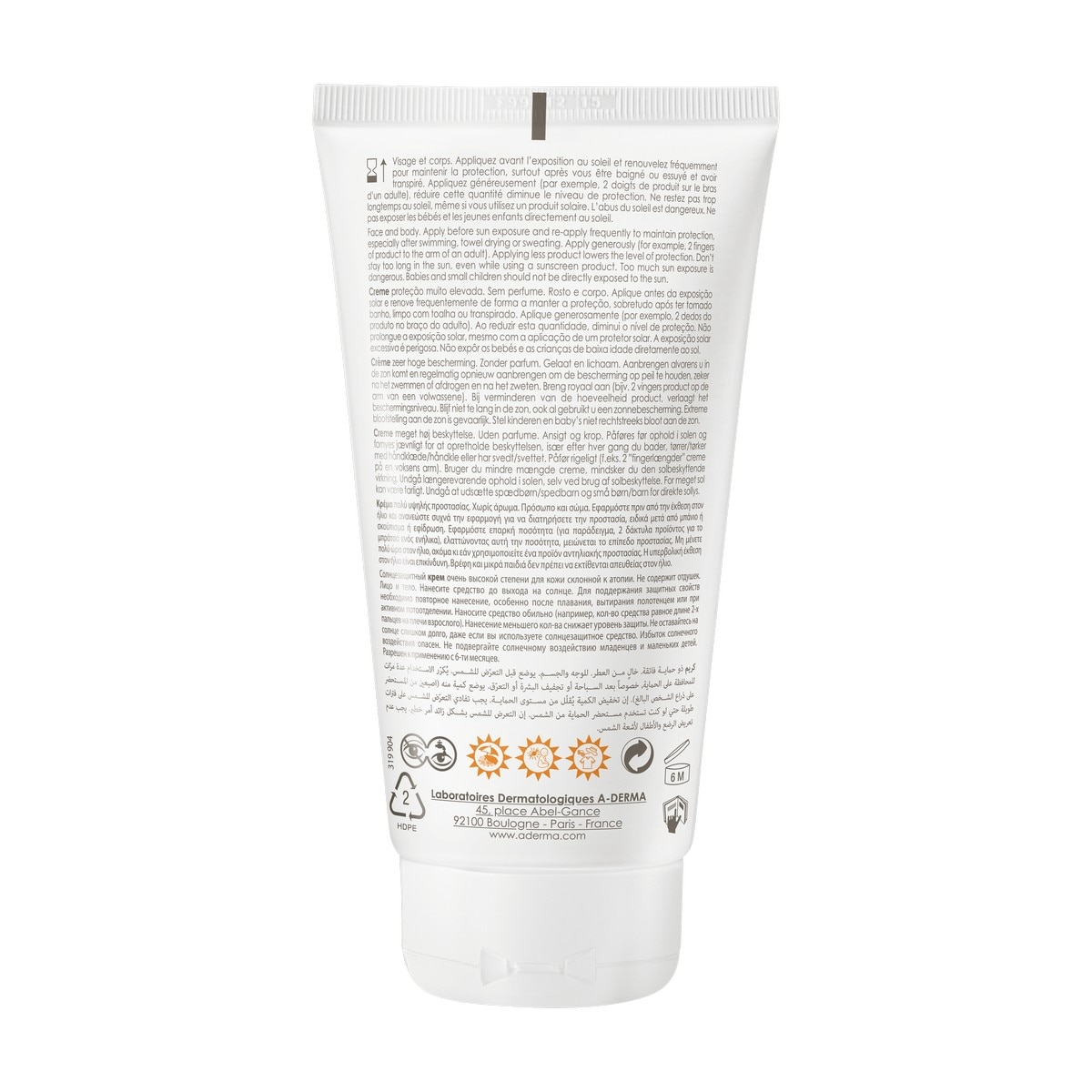 Protetor Solar Creme SPF 50+ Peles atópicas Aderma 2