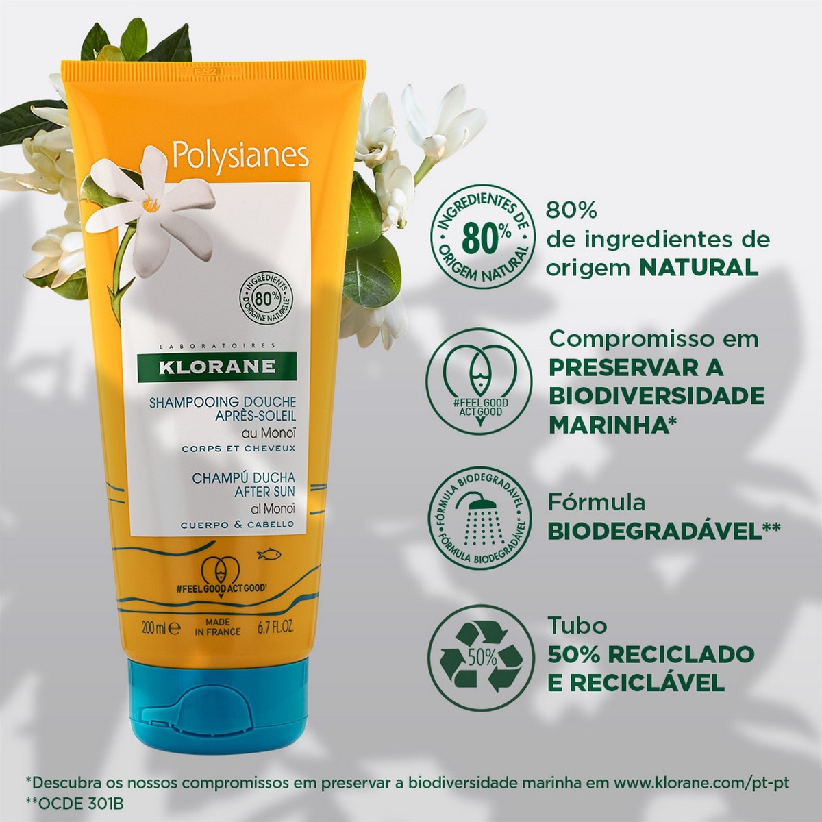 Champô e Gel Duche Polysianes After Sun 200ml Klorane 4
