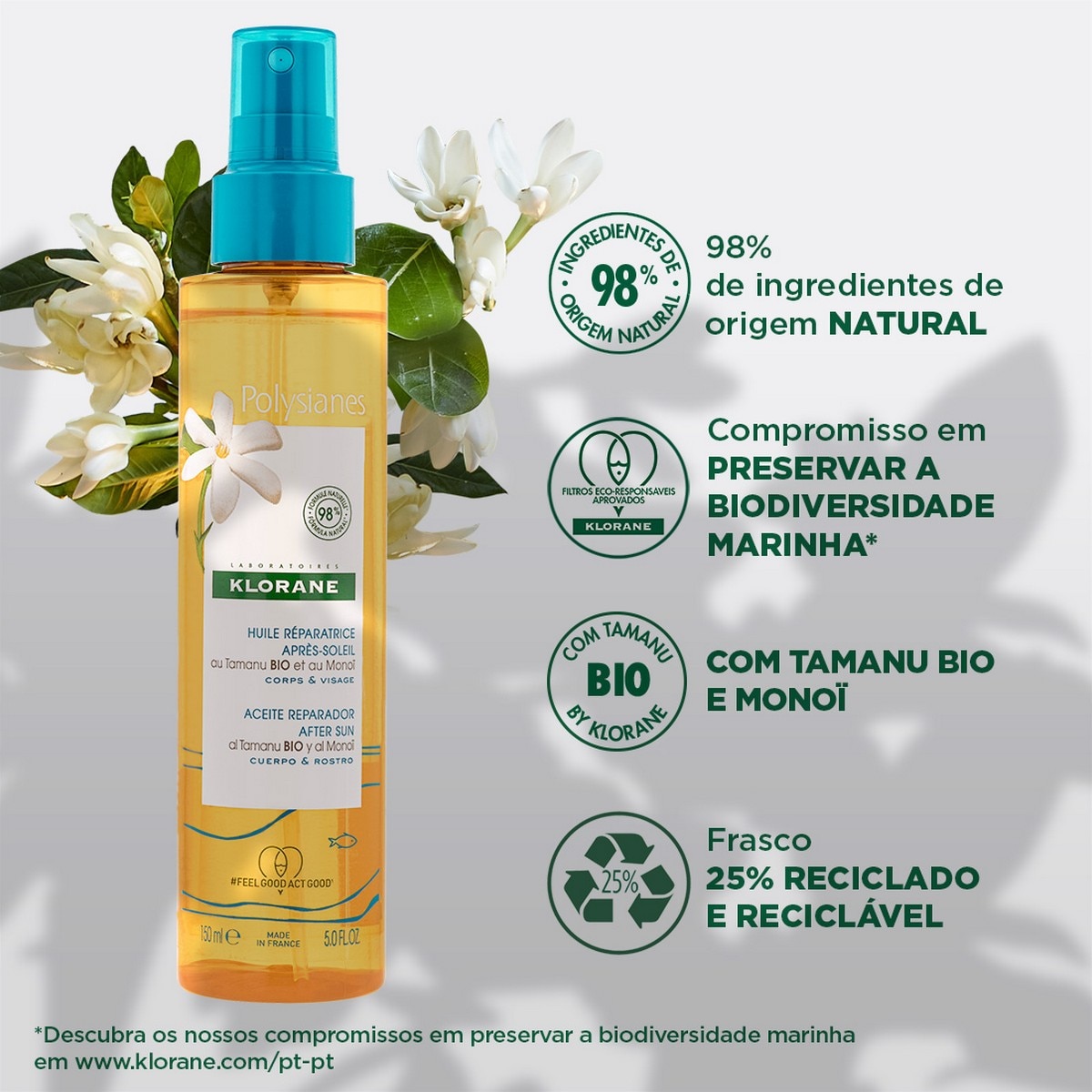 Óleo Reparador Pós-Solar Polysianes 150ml Klorane 3