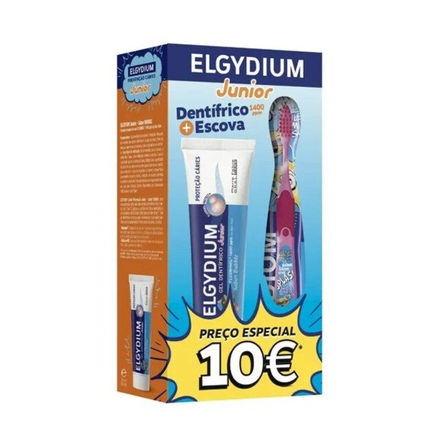 Imagem 0 de Kit Pasta Dentes Pastilha Elástica + Escova Elgydium Junior