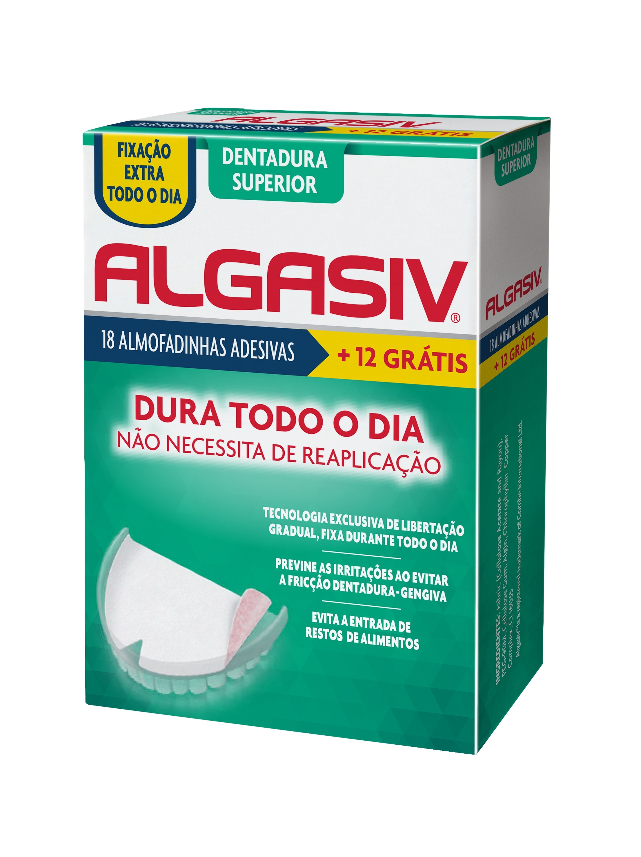 Imagem 0 de Almofada Adesiva Prótese Dentária Superior Algasiv 18 Unid. com Oferta de 12 Unid.