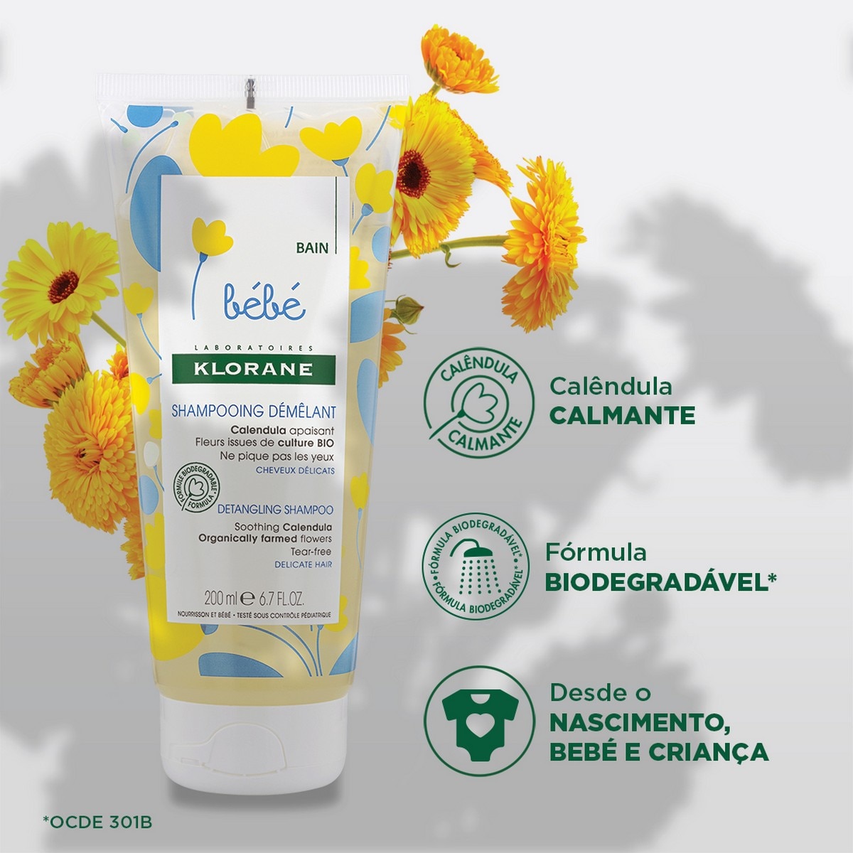 Champô Suave Desembaraçador 200ml Klorane Bebé 2