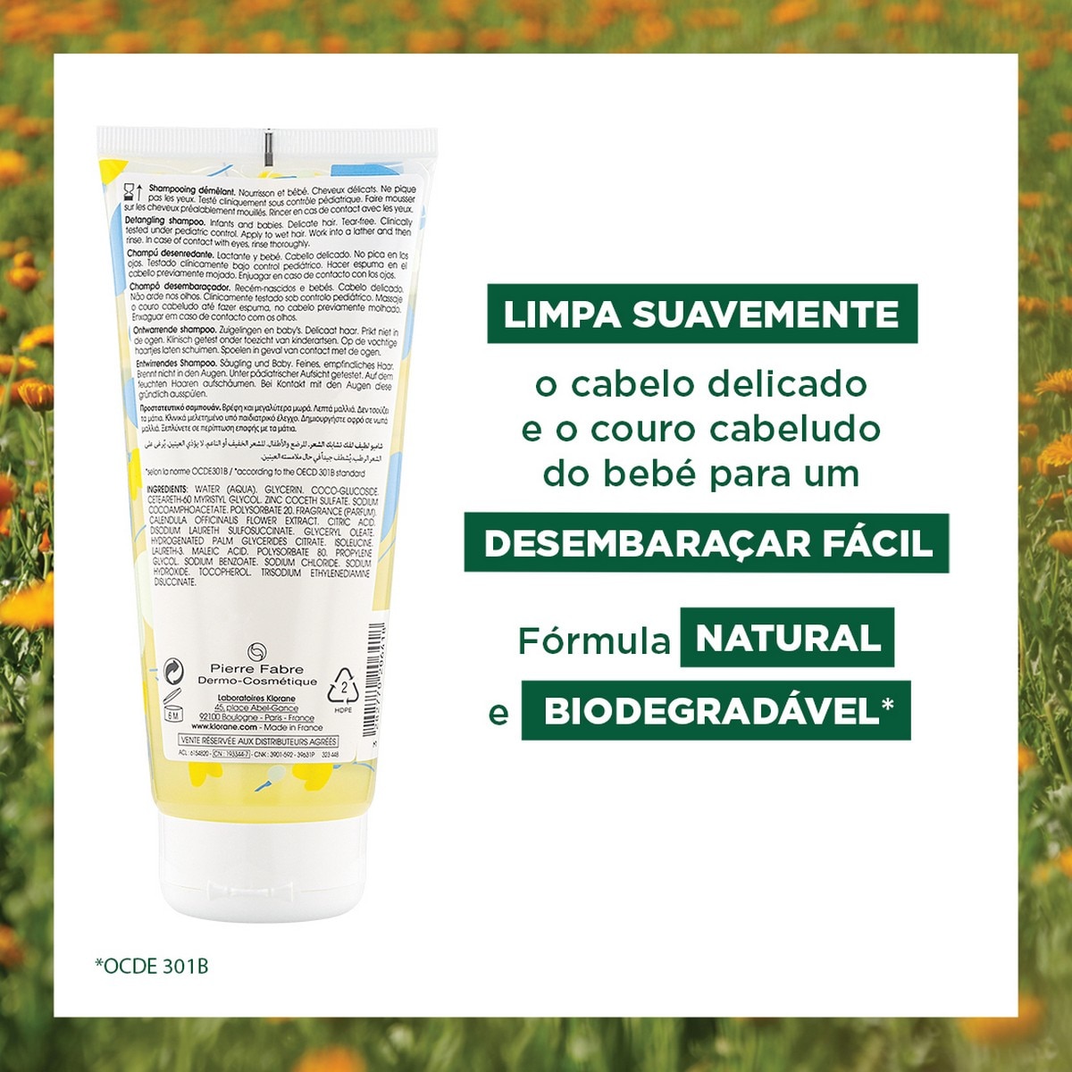 Champô Suave Desembaraçador 200ml Klorane Bebé 3