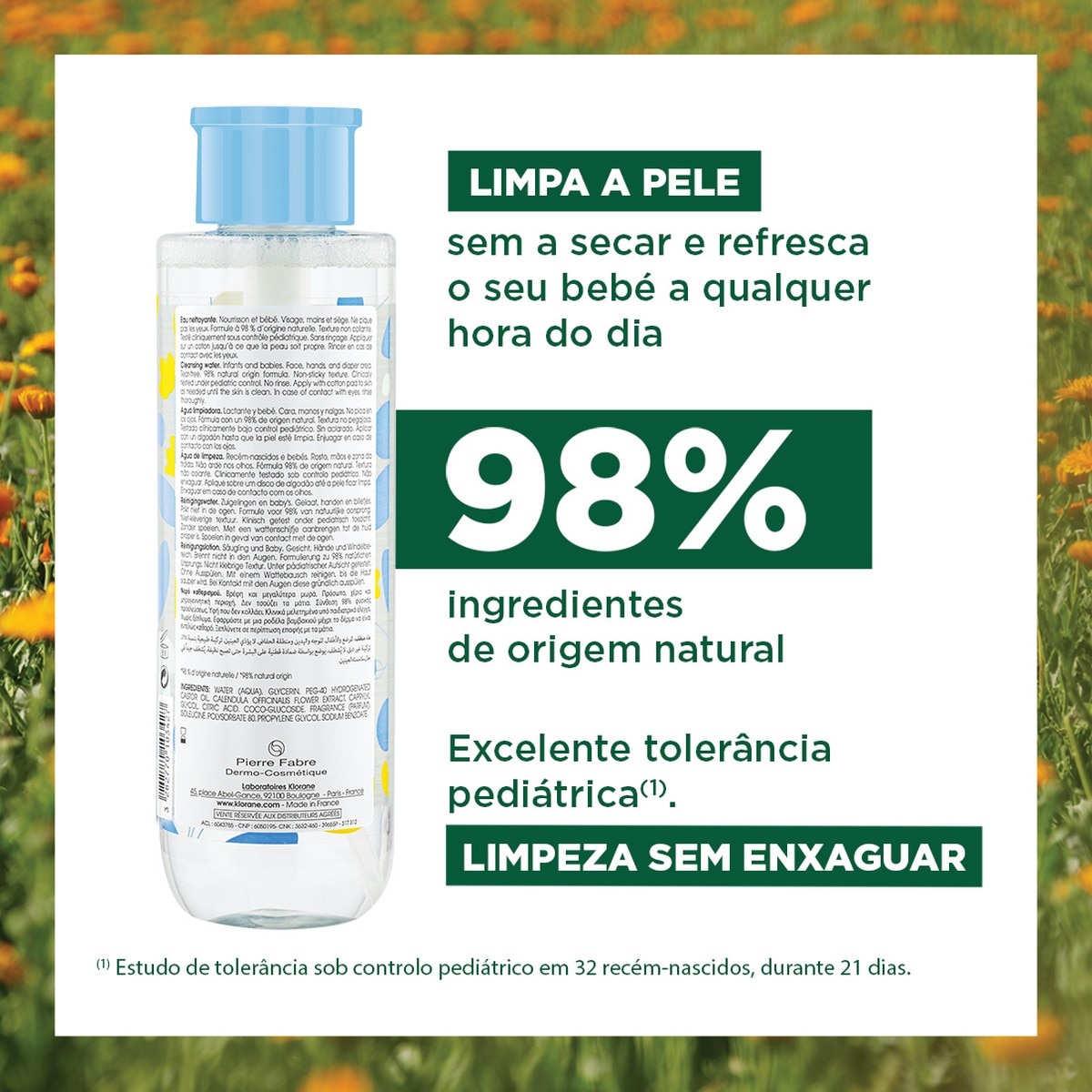 Água de Limpeza Micelar 500ml Klorane Bebé 3