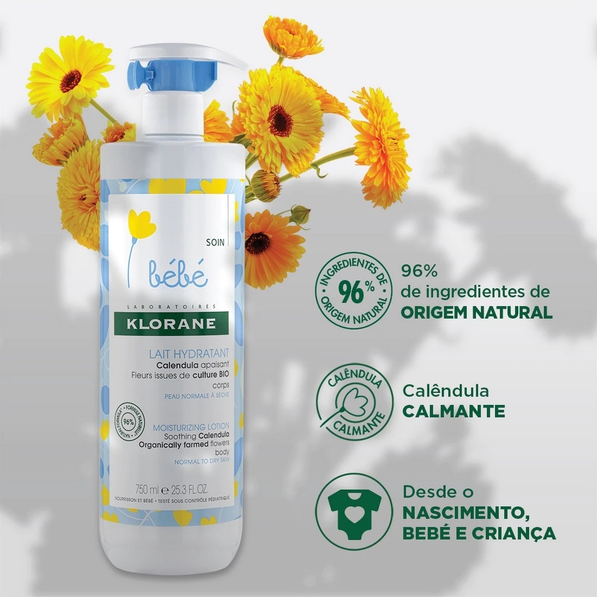 Leite Hidratante 500ml Klorane Bebé 2