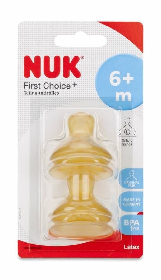 Tetina Anticólica Látex T2L 6-18M 2 tetinas Nuk 1
