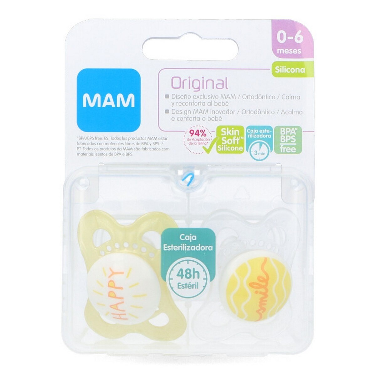 Chupeta Original Silicone 0-6M. Amarela - 2 un 2