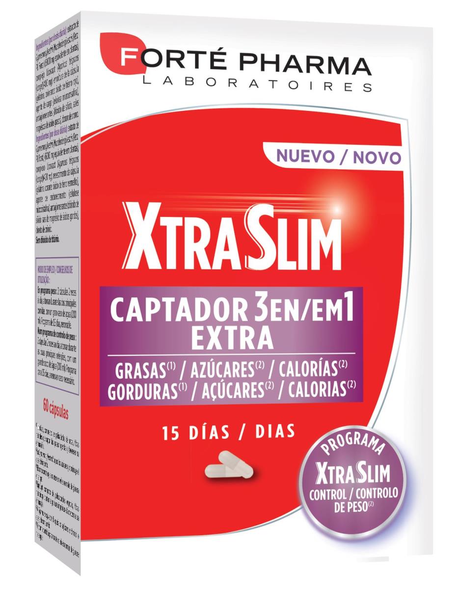 Suplemento Alimentar Extraslim Captador 3em1 Xtra 60 Cápsulas Forté Pharma 1