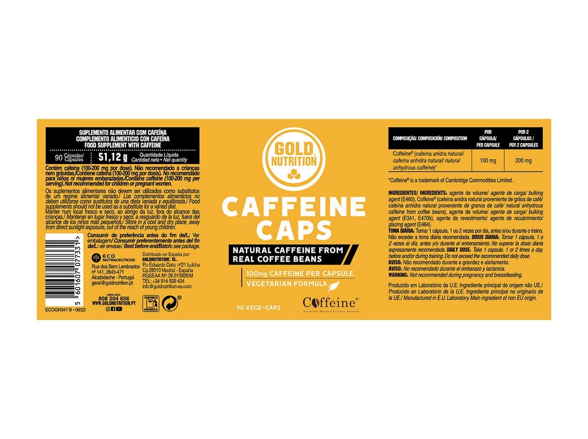 Suplemento Alimentar Caffeine Caps 100 mg  - 90 Cápsulas 3