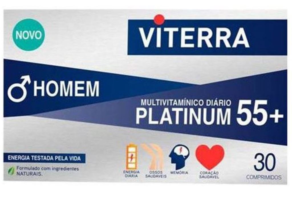 Imagem 0 de Suplemento Alimentar Multivitamínico Platinum 55+ Homem 30 Comp. Viterra
