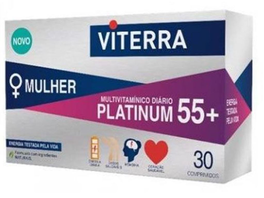 Imagem 0 de Suplemento Alimentar Multivitamínico Platinum 55+ Mulher 30 Comp. Viterra