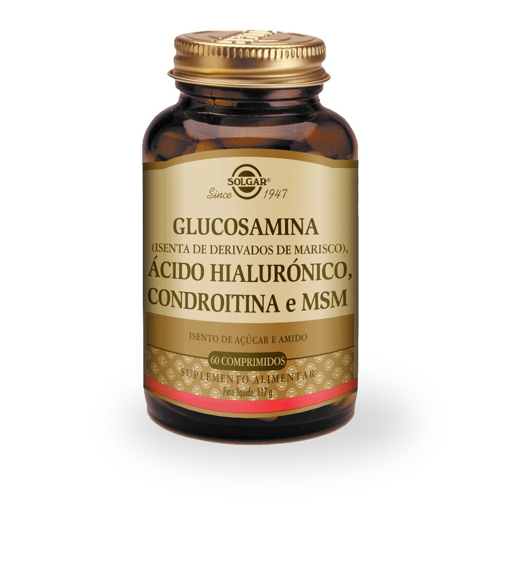 Suplemento Alimentar Glucosamina Ácido Hialurónico Condroitina 60 Comp. Solgar 1
