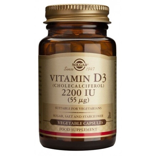 Imagem 0 de Suplemento Alimentar Vitamina D3 Colecalciferol 2200 UI (55 mcg) 100 Cápsulas Solgar