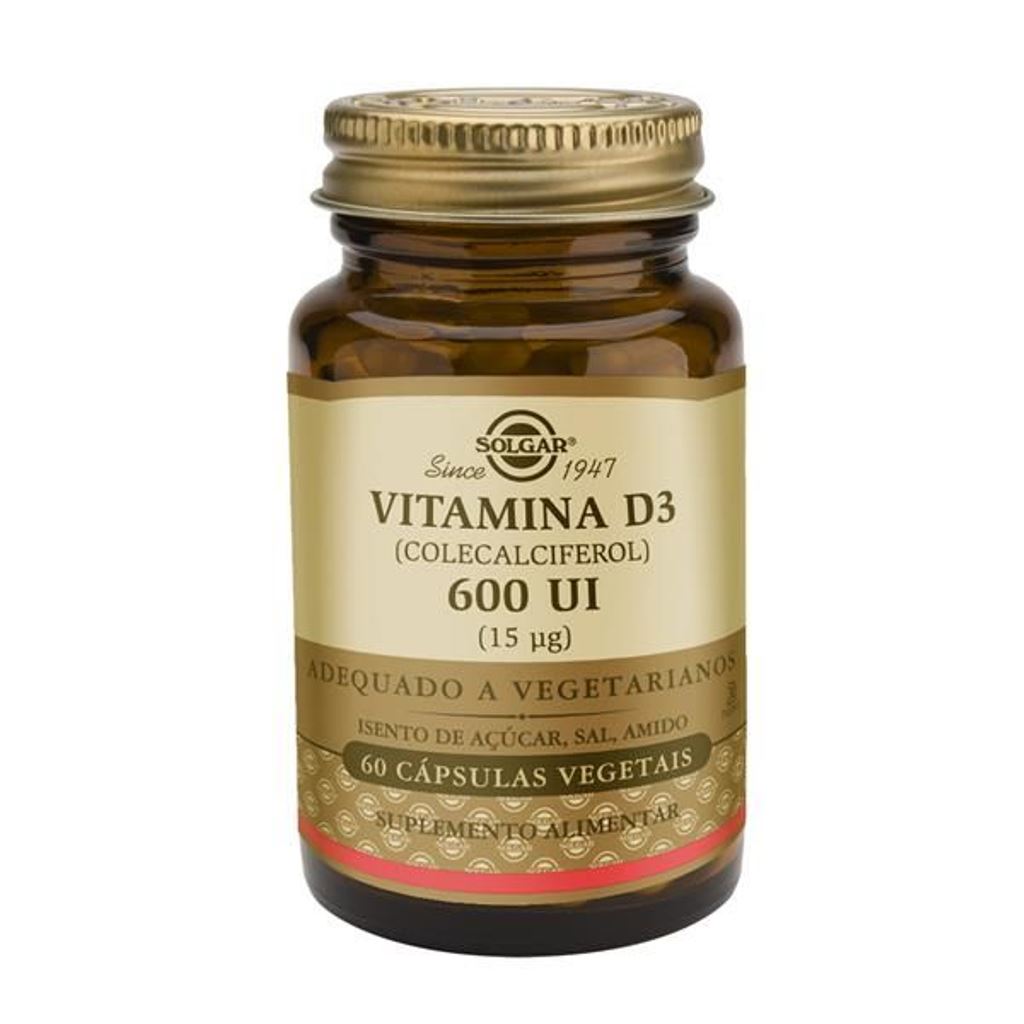 Suplemento Alimentar Vitamina D3 600 UI (15mcg) 60 Cápsulas Solgar 1