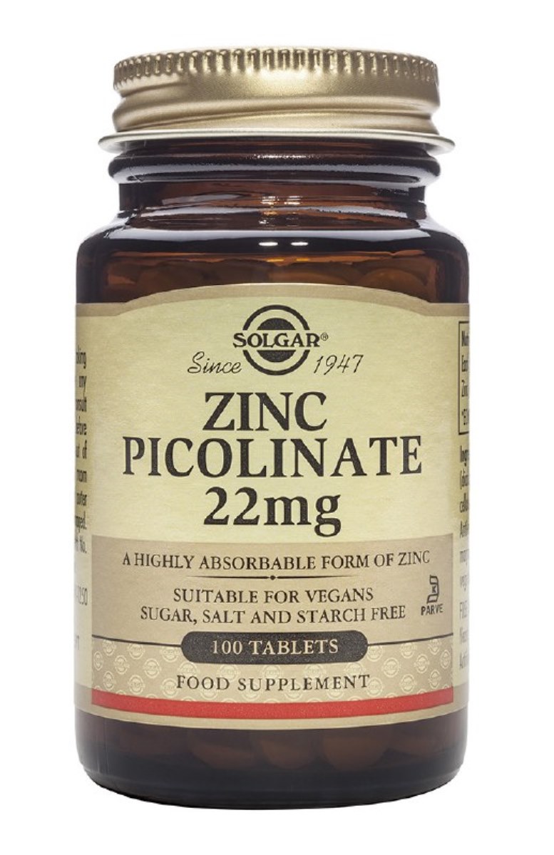 Imagem 0 de Suplemento Alimentar Zinc Picolinate 22 mg 100 Comp. Solgar