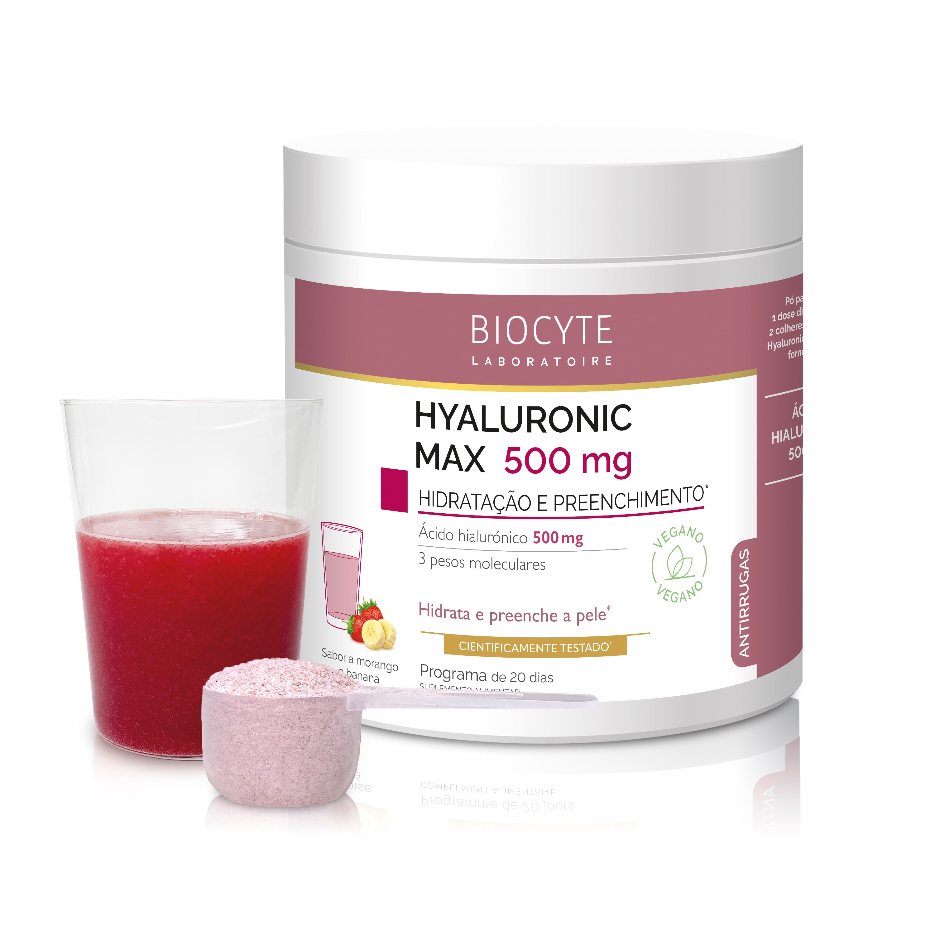 Imagem 0 de Suplemento Alimentar Hyaluronic Max Biocyte Anti-Age Sabor Morango/Banana 280g Biocyte