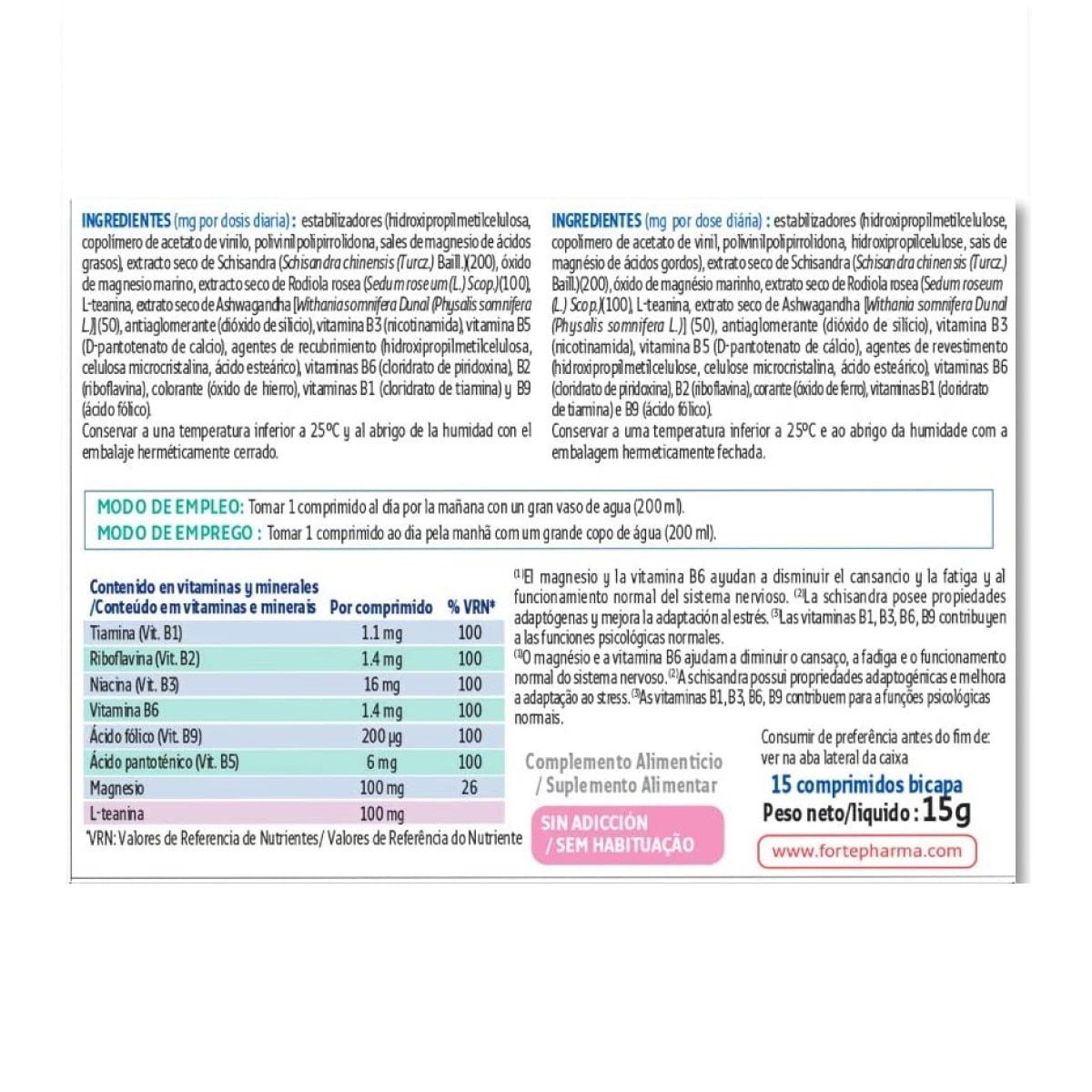 Suplemento Alimentar Forté Stress 24H - 15 Comp. 2