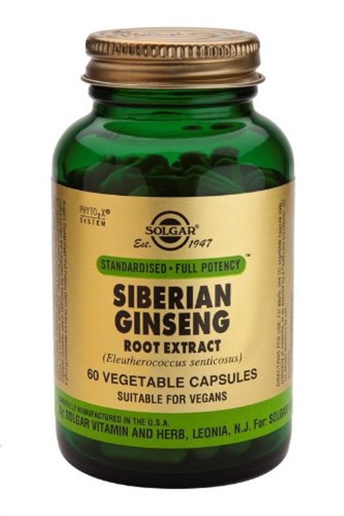 Suplemento Alimentar Ginseng Siberiano Extrato 60 Cápsulas Solgar 1
