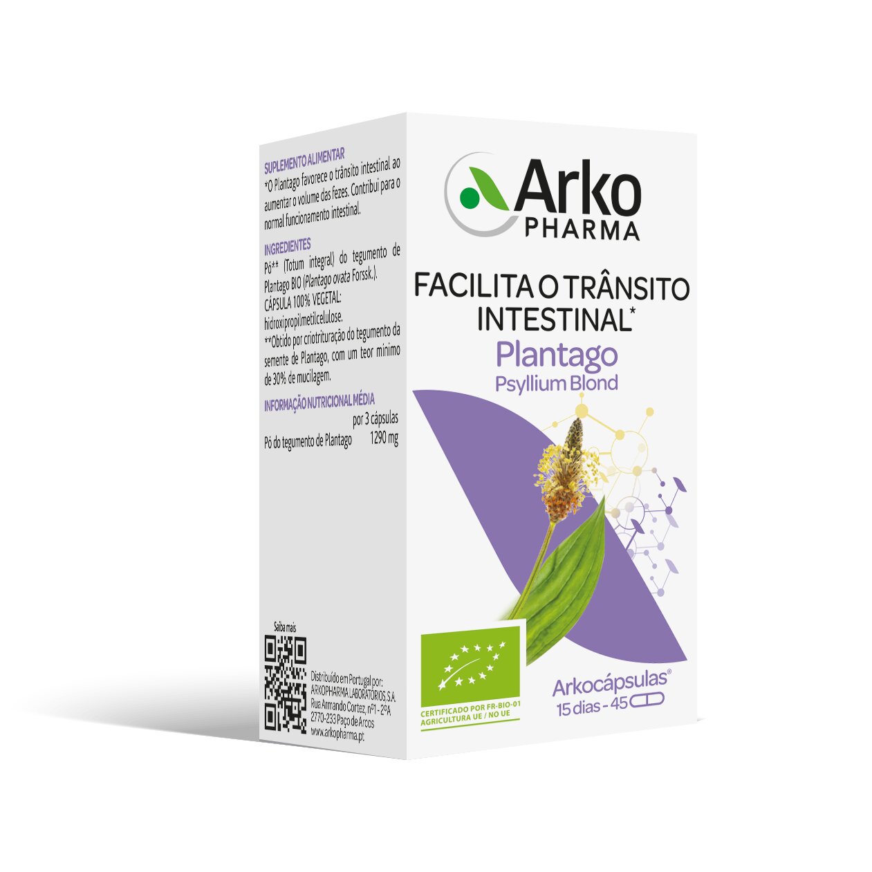 Suplemento Alimentar Plantago - 45 cápsulas 1