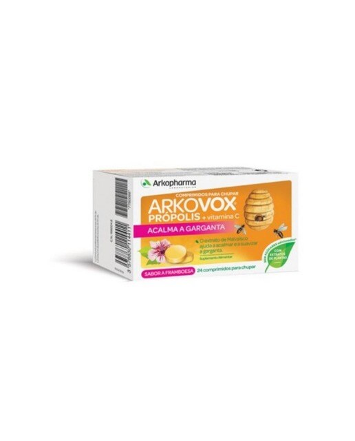 Suplemento Alimentar Arkovox Pastilhas para Chupar Propólis+ Vit C Sabor a Framboesa - 24 Pastilhas 1
