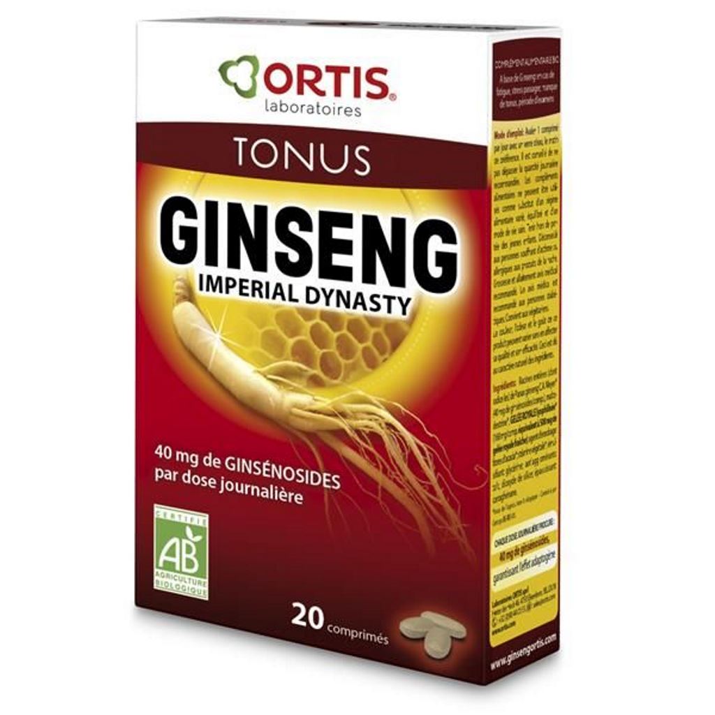 Suplemento Alimentar Ginseng com geleia real bio 20 comprimidos Ortis 1