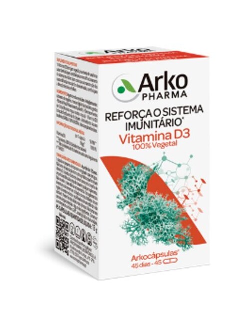 Imagem 0 de Suplemento Alimentar Arkocápsulas Vitamina D3 100% Vegetal - 45 cápsulas