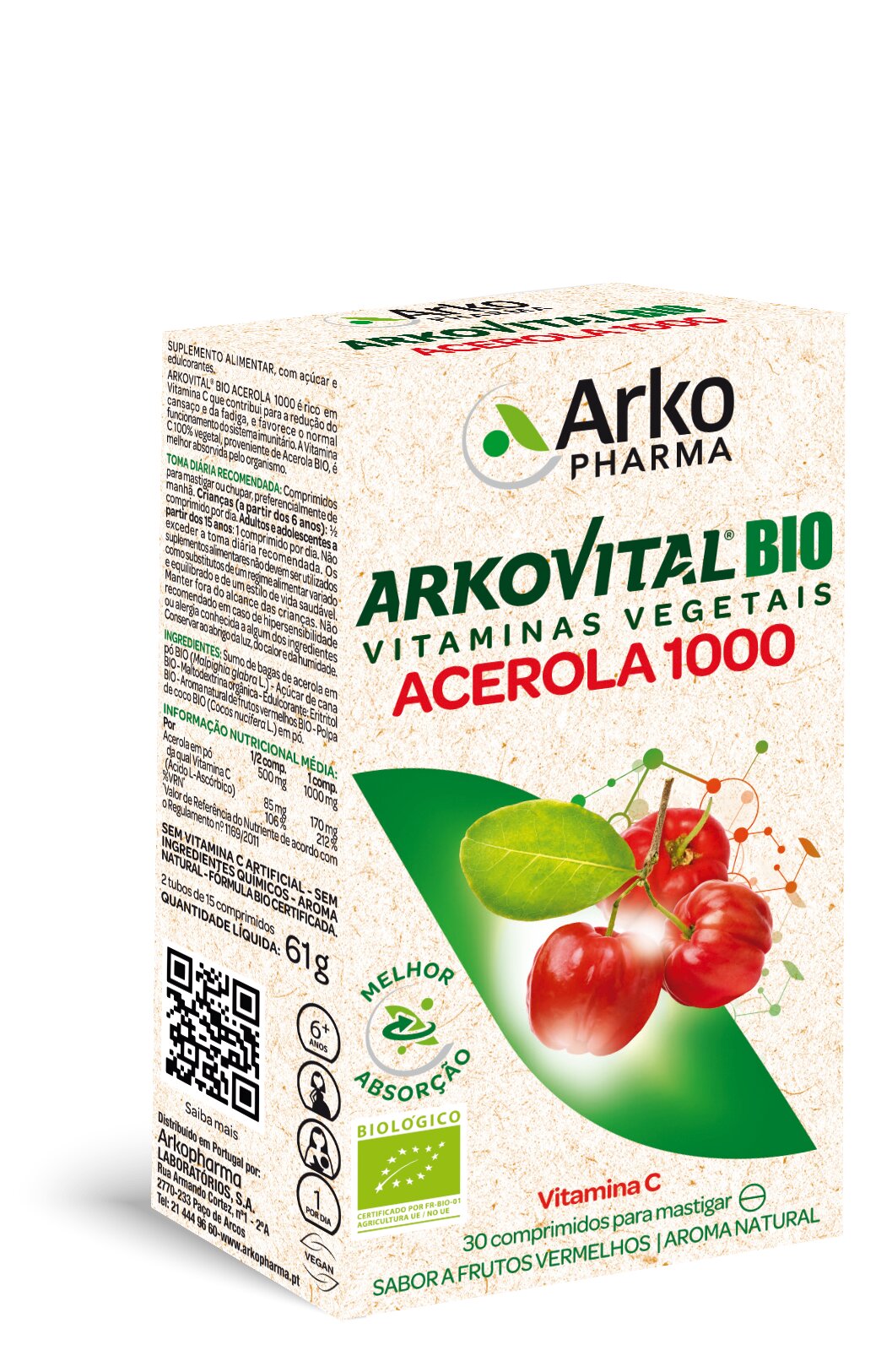 Imagem 0 de Suplemento Alimentar Arkovital® BIO Acerola 1000 - 30 Comp. de Mastigar